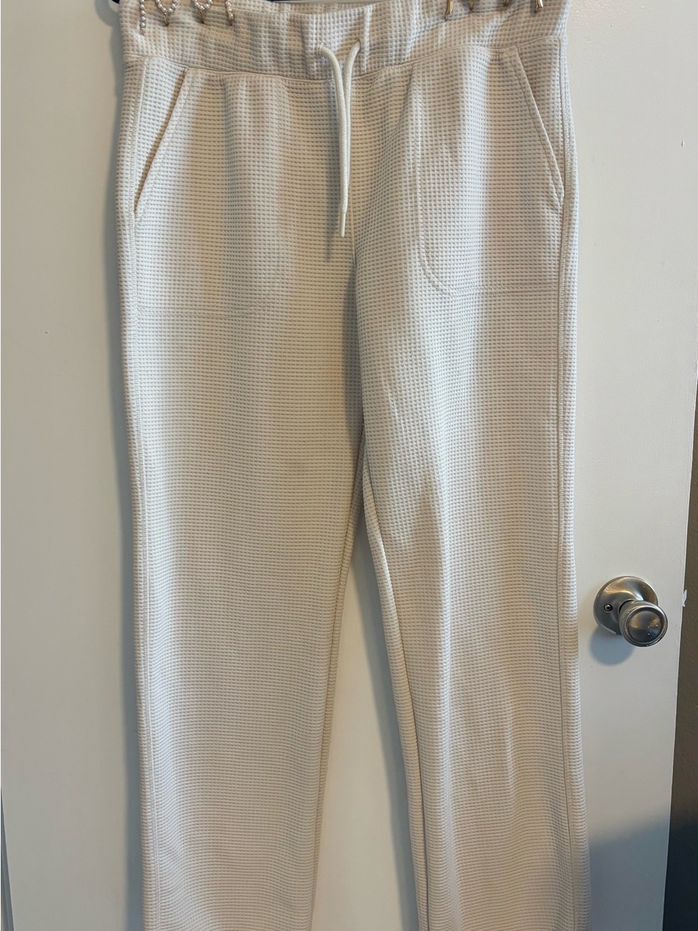 90 Degree By Reflex Cream Knit Drawstring Joggers